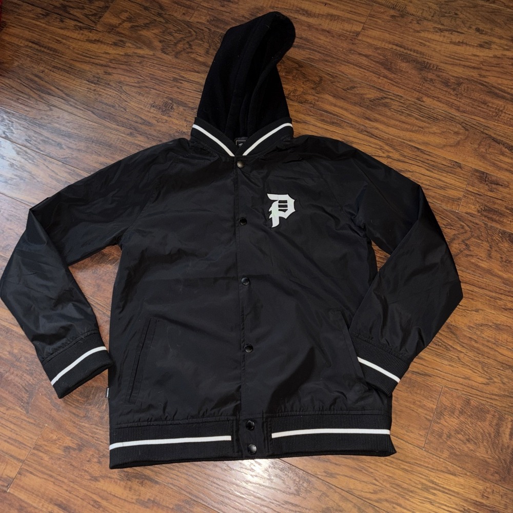 Primitive Skateboarding Men's Two-Fer Varsity Jacket Black Medium